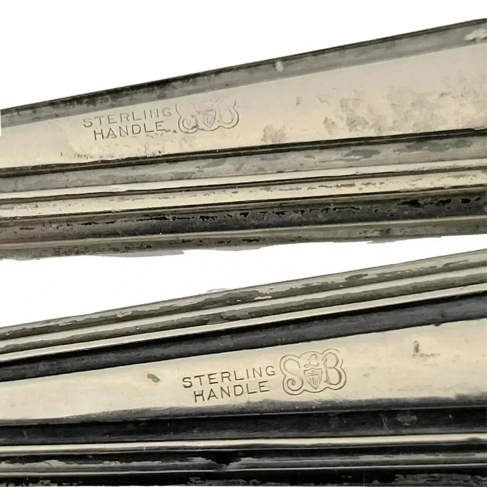 Antique Vanity Set Sterling Silver Handles Boot Hook Nail File Engraved 3 1/4